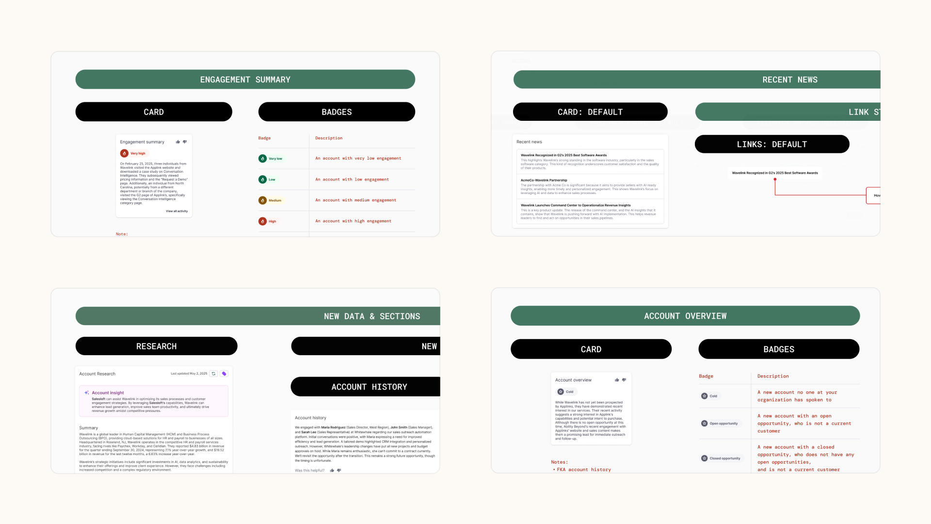 EAP synthesis artifact — findings presented to Product and GTM, prototype iterations showing early vs. refined research output